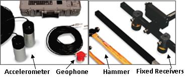 Accelerometer, Geophone, SASW Bar, Pavement System, Earth System